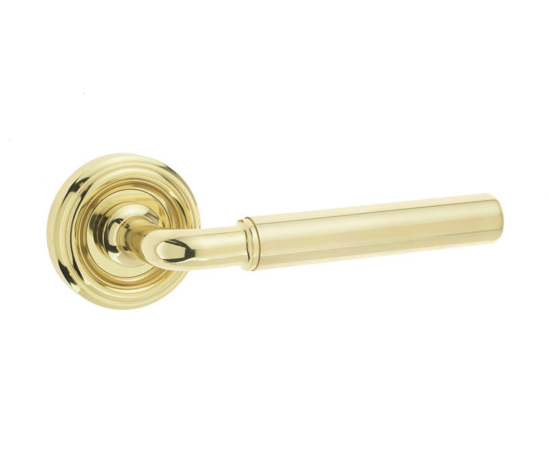 Elise Door Handle on Rose Polished Brass