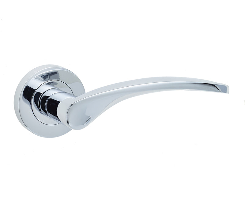 Monaco Door Handle on Rose Polished Chrome