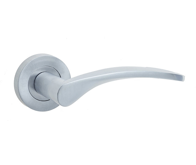 Monaco Door Handle on Rose Satin Chrome