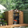 Outsunny 7 x 4ft Lockable Metal Garden Tool Storage Shed, Outdoor Storage Shed with Foundation and vents, Light Brown