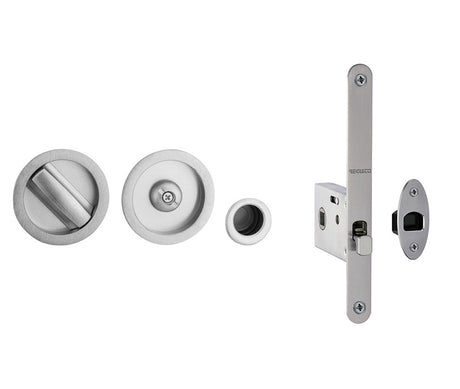 Jedo Bathroom Lock C/W Circular Furniture To suit doors 35 to 38mm Satin Chrome