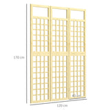 Outsunny 3-Panel Garden Privacy Screen, Freestanding Foldable Wooden Outdoor Divider/Trellis, Decorative Privacy Screen for Garden Patio, 120 x 170 cm, Natural Wood Finish