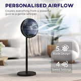 HOMCOM 40 cm Standing Fan, Cooling Floor Fan with 80 Oscillating, Adjustable Tilt and Height, 4 Speed, Remote Control, Black