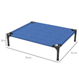 PawHut Raised Dog Bed Cat Elevated Lifted Portable Camping w/ Metal Frame Blue (Medium)