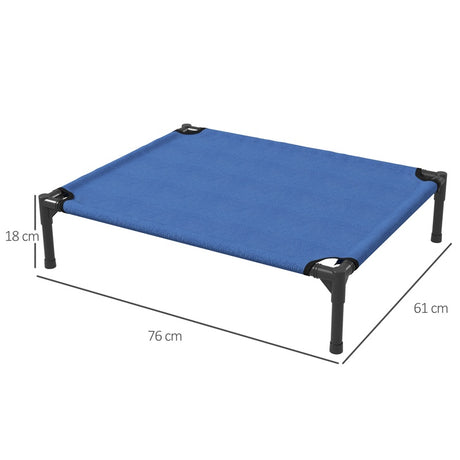 PawHut Raised Dog Bed Cat Elevated Lifted Portable Camping w/ Metal Frame Blue (Medium)