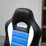 HOMCOM Computer Gaming Chair, Office Desk Swivel Chair, PU Leather Racing Chair with 90 Flip-up Armrest, Adjustable Height and Rolling Wheels, Blue