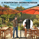 Outsunny 3 m Garden Cantilever Parasol with LED Solar Light, Round Overhanging Umbrella with 360 Rotation, Cover, Orange