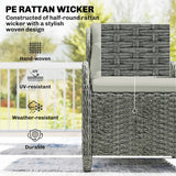 Outsunny 5 Piece Garden Furniture Set, Rattan Reclining Garden Chair Set of 2 with Footstool and Cushion for Balcony, Cream