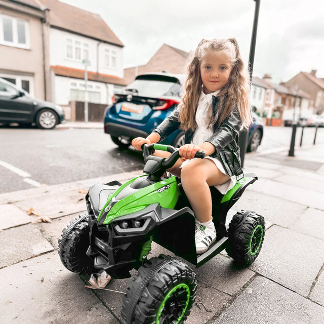 HOMCOM 12V Ride-On Quad Bike, with Music, Horn, LED Lights, for Ages 3-5 Years, Green
