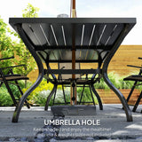 Outsunny Seven-Piece Steel Outdoor Dining Set, with Parasol Hole - Khaki