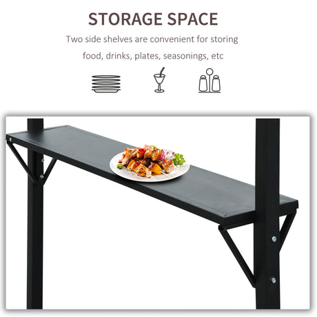 Outsunny 2.4 x 1.5 m (8' x 5') Grill Gazebo Canopy with Extendable Side Awnings, Outdoor BBQ Gazebo Shelter with 2 Side Shelves for Garden, Patio, Barbecue, Picnic, Coffee