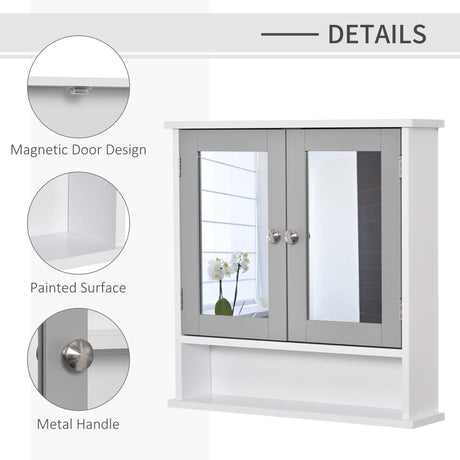 kleankin Bathroom Wall Storage Cabinet - Grey