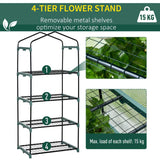 Outsunny 4 Tiers Mini Portable Greenhouse Compact Plant Grow Shed Metal Frame PE Cover 160H x 70L x 50Wcm