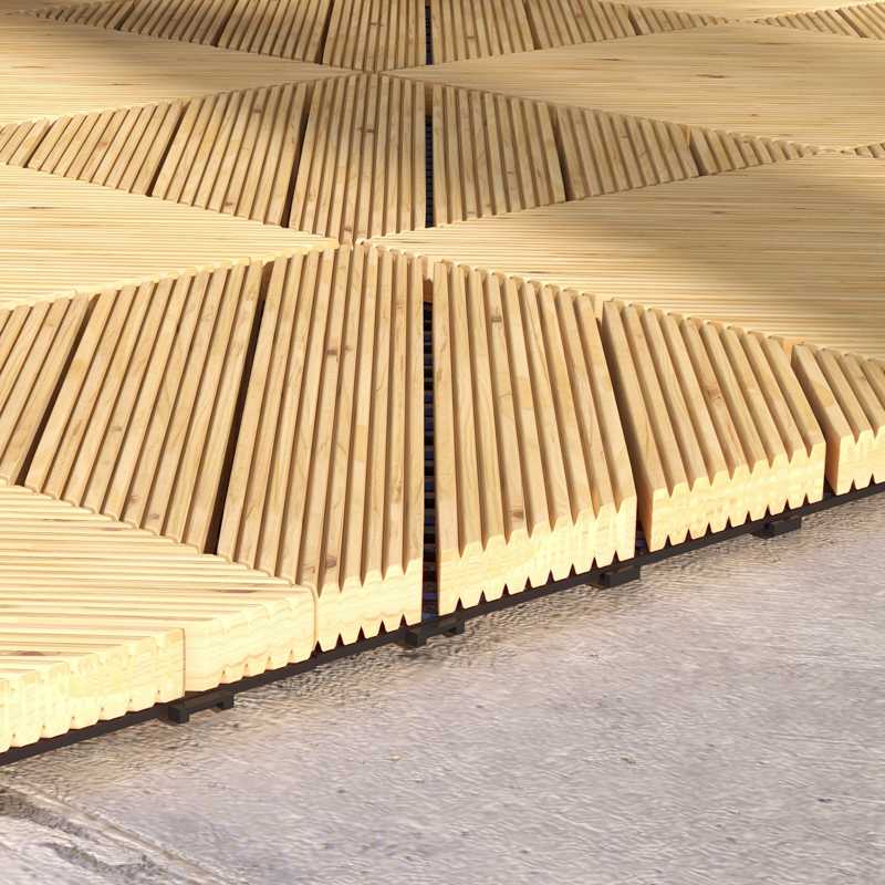 Outsunny 27 Pcs Wooden Interlocking Decking Tiles, 30 x 30 cm Anti-slip Outdoor Flooring Tiles, 0.81㎡ per Pack, All Weather Use for Patio, Balcony, Terrace, Hot Tub, Yellow