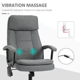 Vinsetto Office Chair, Linen Fabric Desk Chair with 2 Point Massage in Lumbar, Adjustable Height, Rolling Wheels, Grey