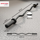 SPORTNOW 4ft Olympic EZ Curl Bar, Barbell Bar for 2" Weight Plates with Non-Slip Hand Grip 120cm