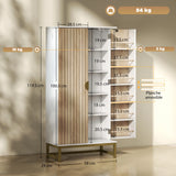 HOMCOM 119.5 cm Kitchen Cupboard, Freestanding Kitchen Cabinet with Double Doors, 5 Tiers, 12 Spice Racks, White