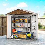 Outsunny 6.5 x 3.5ft Metal Garden Storage Shed - Brown Wood Effect