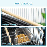 PawHut Large Bird Cage Budgie Cage with Stand, Storage Shelf, Wood Perch for Parrot Canary Parakeet Cockatiels, 81 x 48 x 162.5 cm