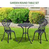 Outsunny 3 Pcs Aluminium Bistro Set Garden Furniture Dining Table Chairs Antique Outdoor Seat Patio Seater Black