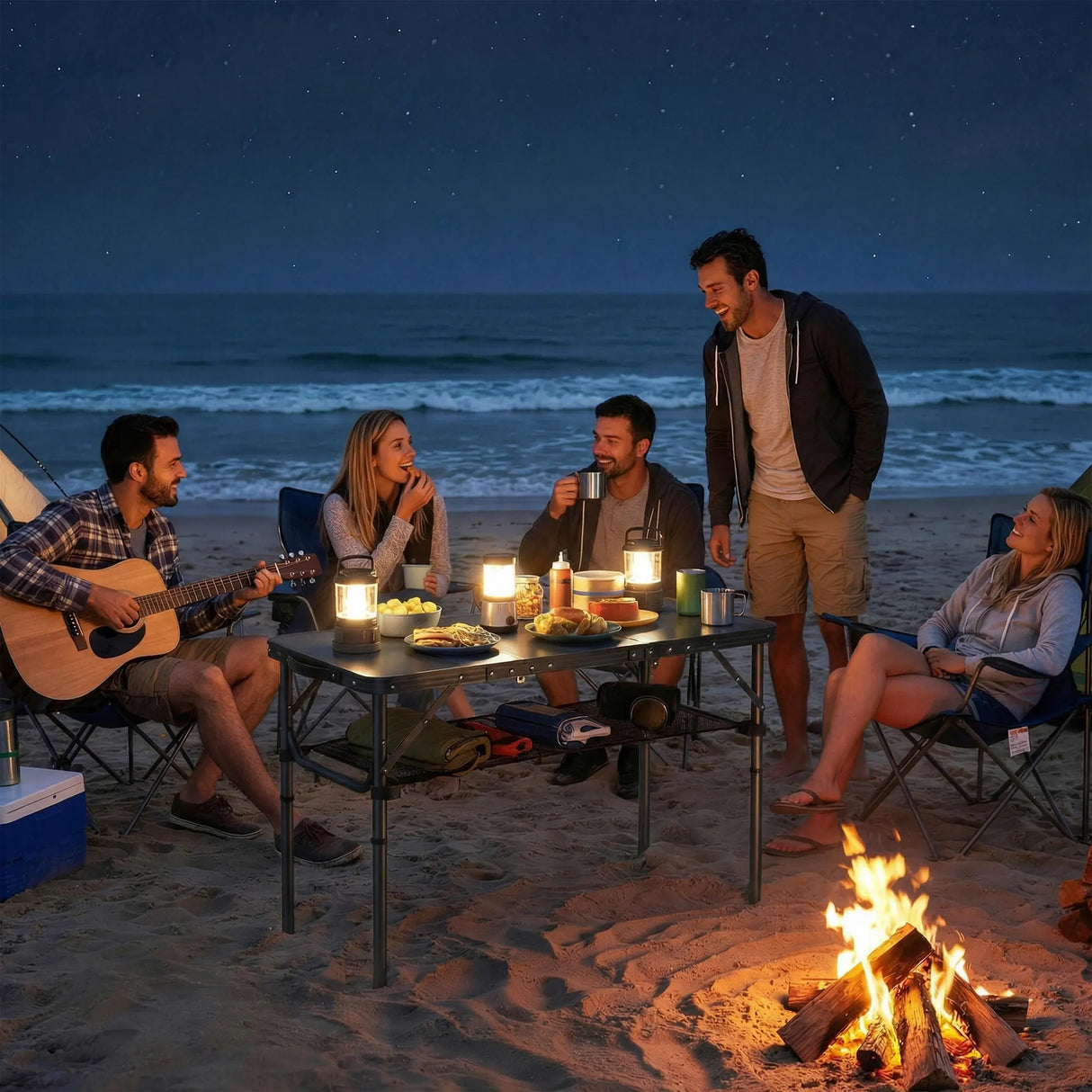 Outsunny 3ft Folding Camping Table, Picnic Table with Mesh Storage Layer, Carrying Bag and Metal Frame, Black