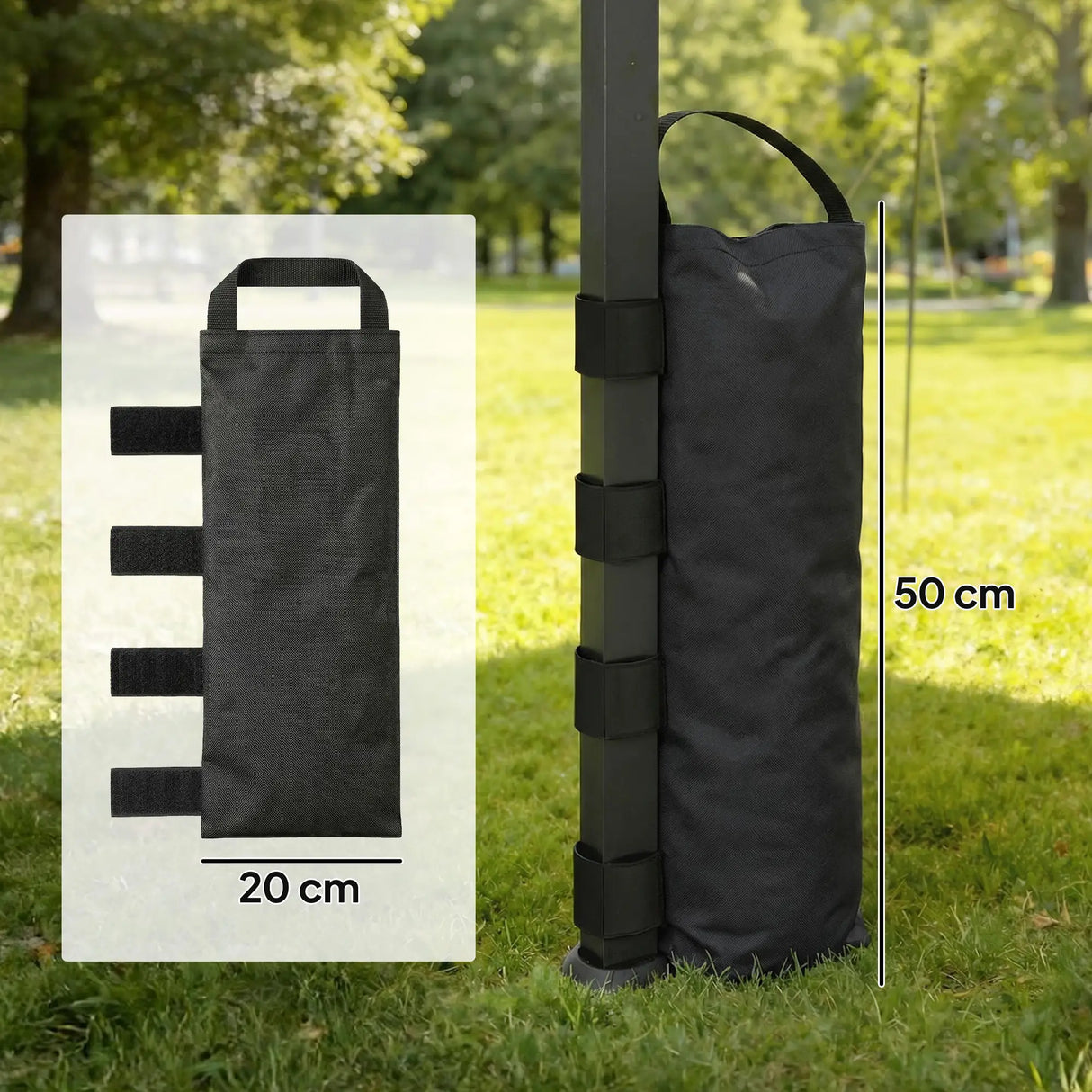 Outsunny 8 Pack Gazebo Sand Weights Bags, 40 kg 600D Heavy Duty Sand Bags Sandbags for Canopy Tent Legs, Without Sand, Black