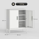 HOMCOM Metal Storage Cabinet with Lock and Adjustable Shelves - White