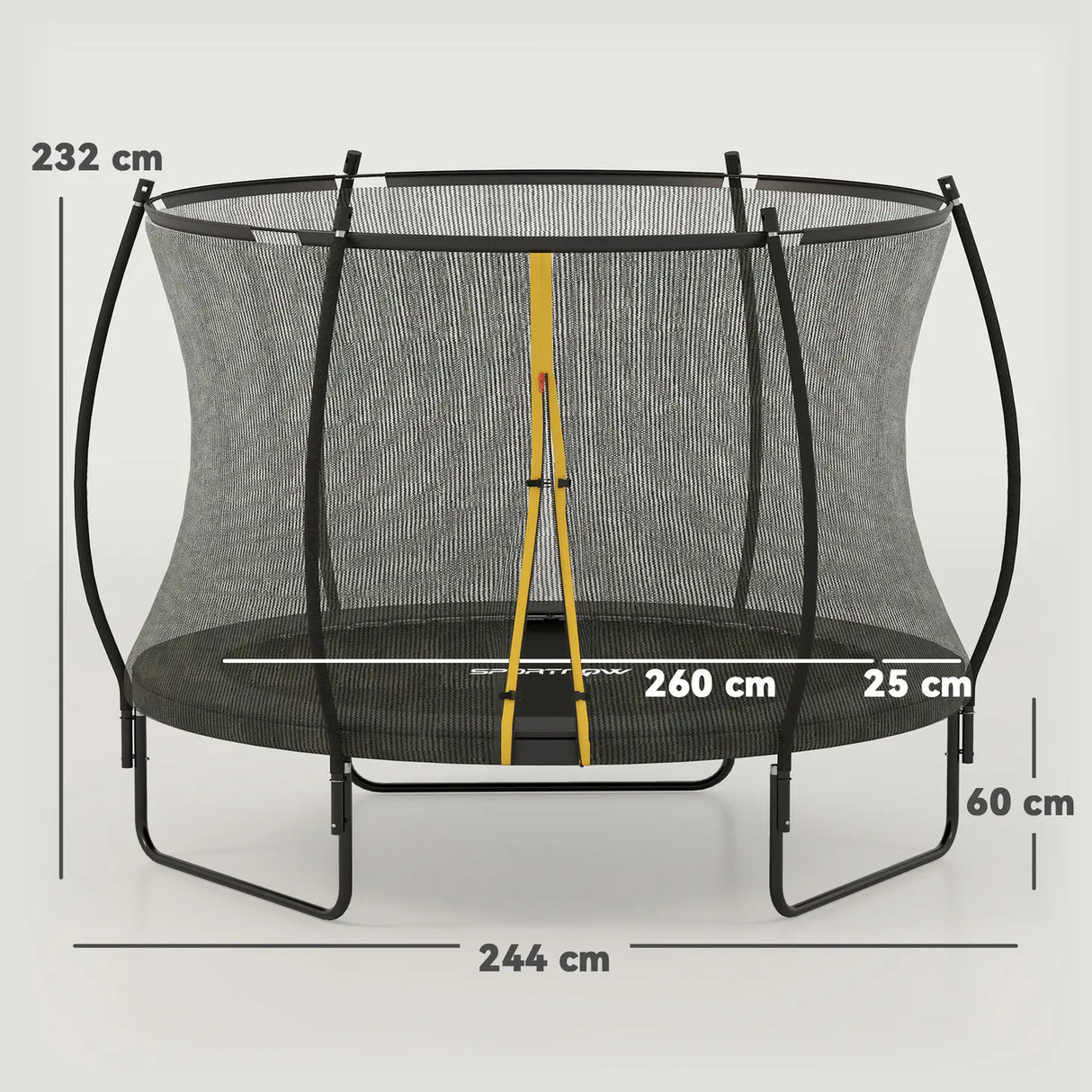 SPORTNOW 8ft Outdoor Trampoline with Enclosure Net, Spring Cover, Black