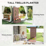 Outsunny 34 x 69.5cm Garden Planter Box, with Back Trellis, Brown