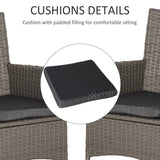 Outsunny 2 Pieces Outdoor PE Rattan Dining Chairs Set with Cushion, Garden Armchair with Armrests, High Backrest, Metal Frame Patio Wicker Furniture, Grey