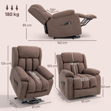 HOMCOM Eight-Point Massage Electric Lift Chair - Dark Brown