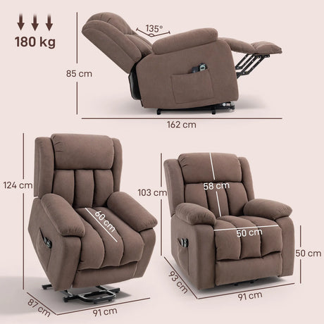 HOMCOM Eight-Point Massage Electric Lift Chair - Dark Brown