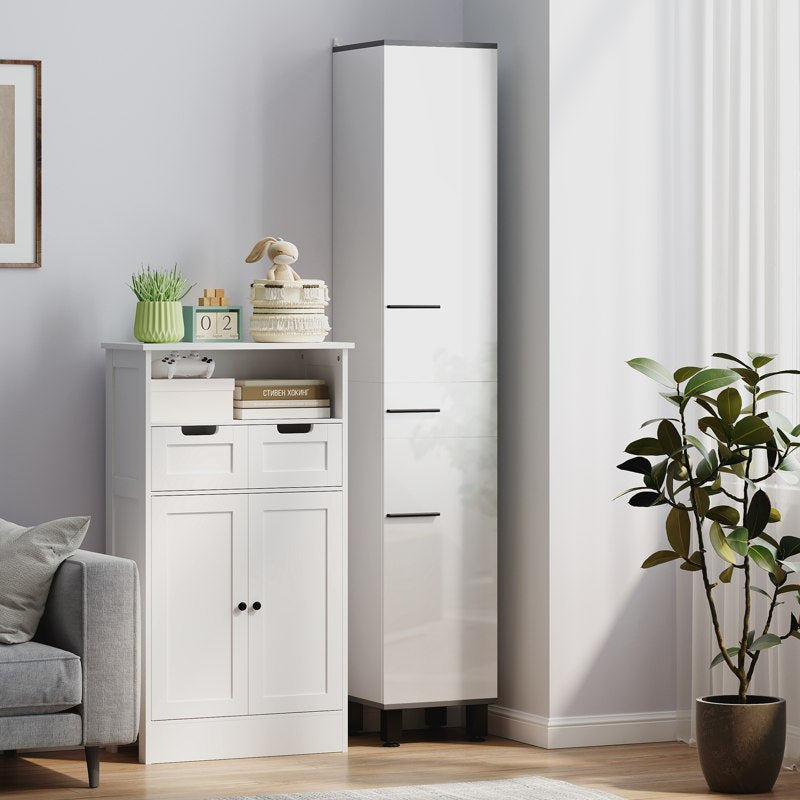 HOMCOM 190cm Slim Bathroom Storage Cabinet - White