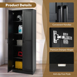 Wooden Storage Cabinet with 2 Doors and Adjustable Shelves-Black