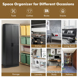 Wooden Storage Cabinet with 2 Doors and Adjustable Shelves-Black