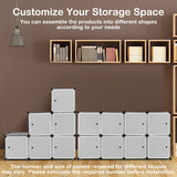 16-Cube Storage Organizer with 16 Doors & 2 Hanging Rods for Clothes