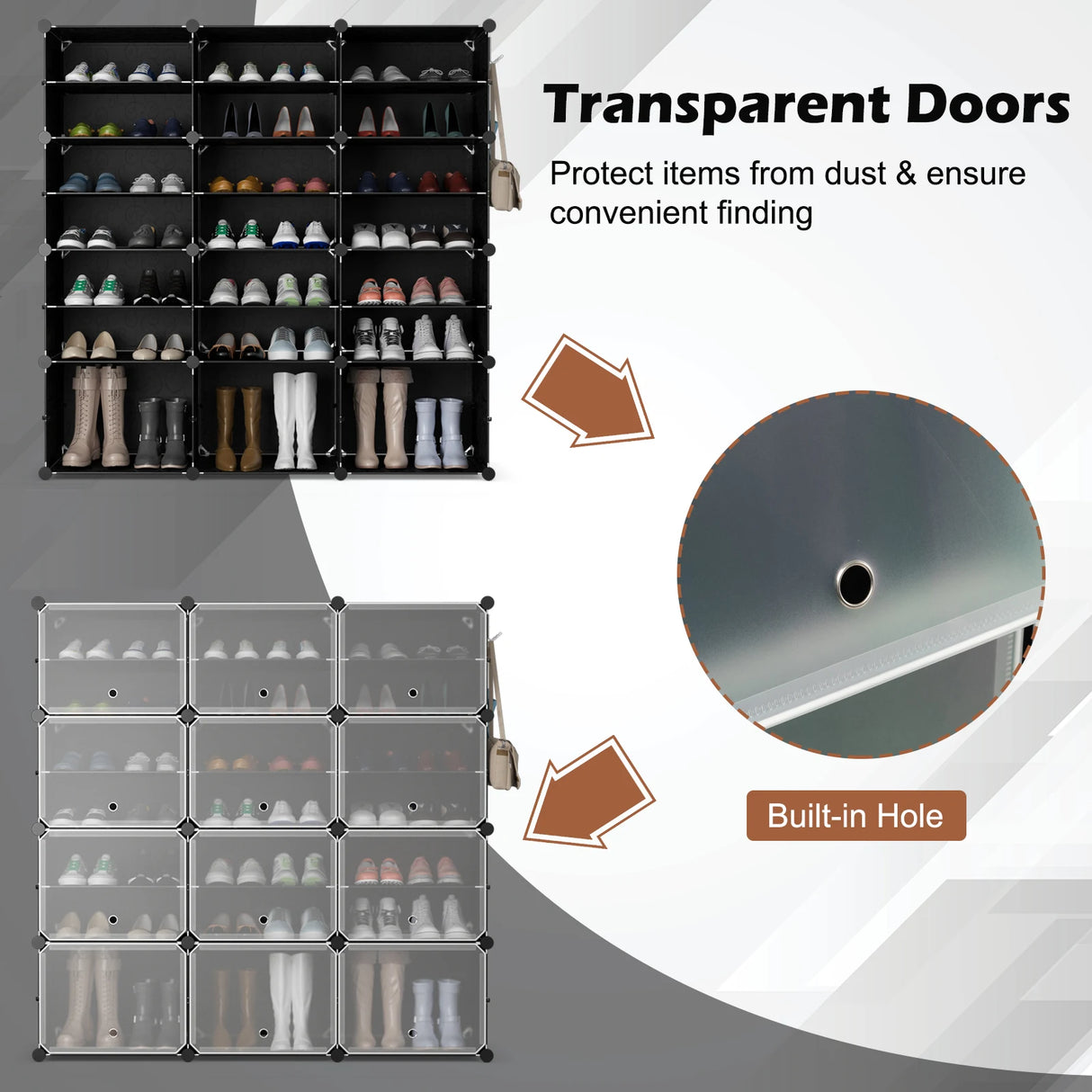 12-Cube Shoe Storage Cabinet with Removable Shelf for Hallway