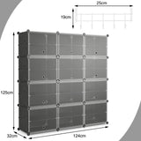 12-Cube Shoe Storage Cabinet with Removable Shelf for Hallway