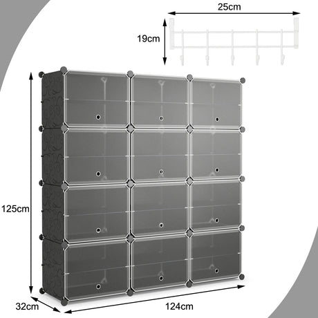 12-Cube Shoe Storage Cabinet with Removable Shelf for Hallway