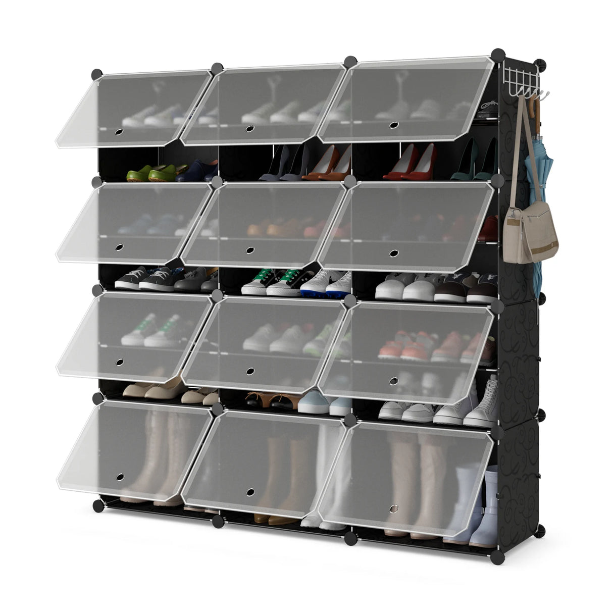12-Cube Shoe Storage Cabinet with Removable Shelf for Hallway
