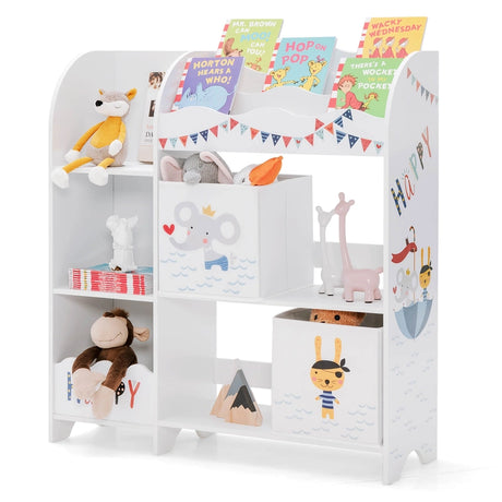 Bookshelf Toy Storage Box Display Shelf with Storage Bin for Kids