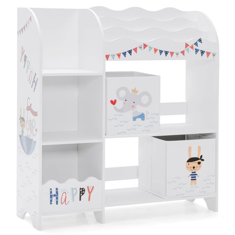 Bookshelf Toy Storage Box Display Shelf with Storage Bin for Kids