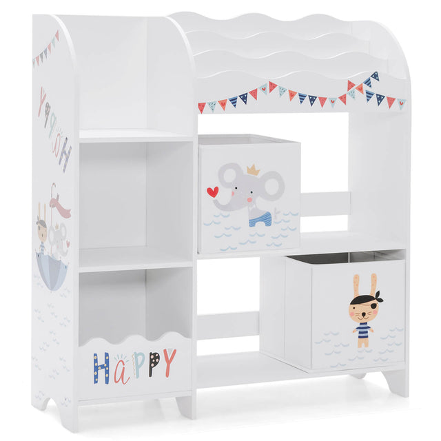 Bookshelf Toy Storage Box Display Shelf with Storage Bin for Kids