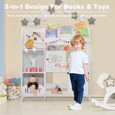 Bookshelf Toy Storage Box Display Shelf with Storage Bin for Kids