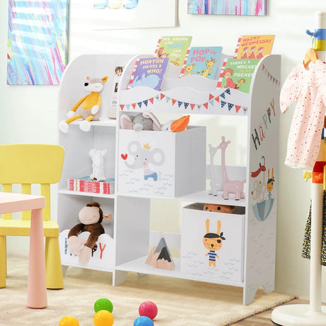 Bookshelf Toy Storage Box Display Shelf with Storage Bin for Kids