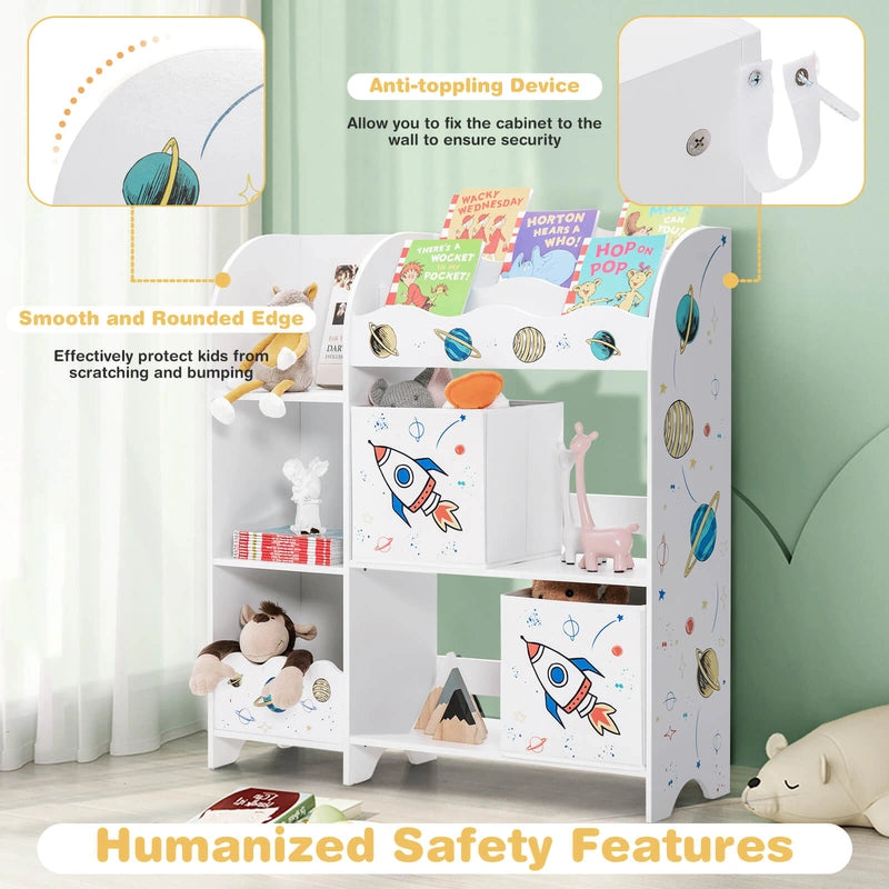 Bookshelf Toy Storage Display Shelf with Storage Rack for Kids
