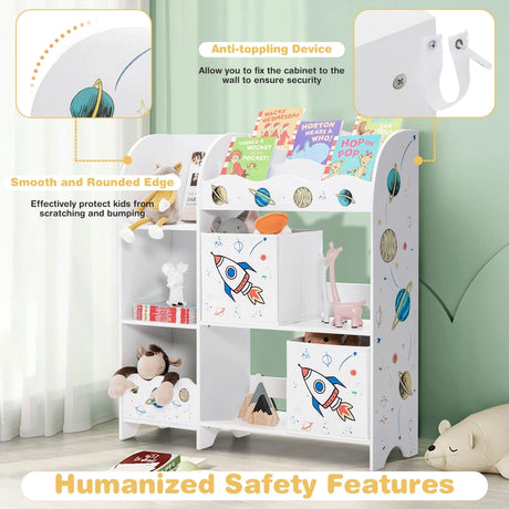 Bookshelf Toy Storage Display Shelf with Storage Rack for Kids