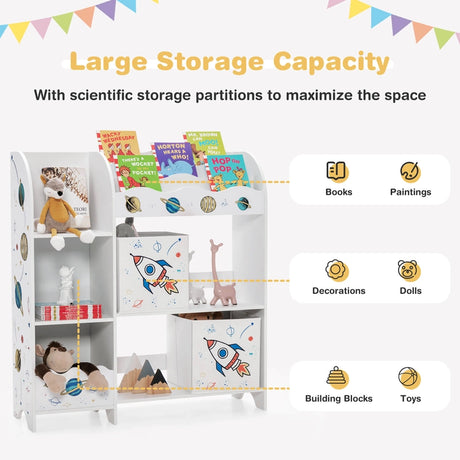 Bookshelf Toy Storage Display Shelf with Storage Rack for Kids