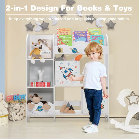 Bookshelf Toy Storage Display Shelf with Storage Rack for Kids