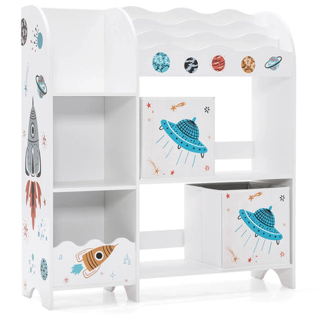 Kids Toy and Book Organizer Children Wooden Storage Cabinet with Storage Bins